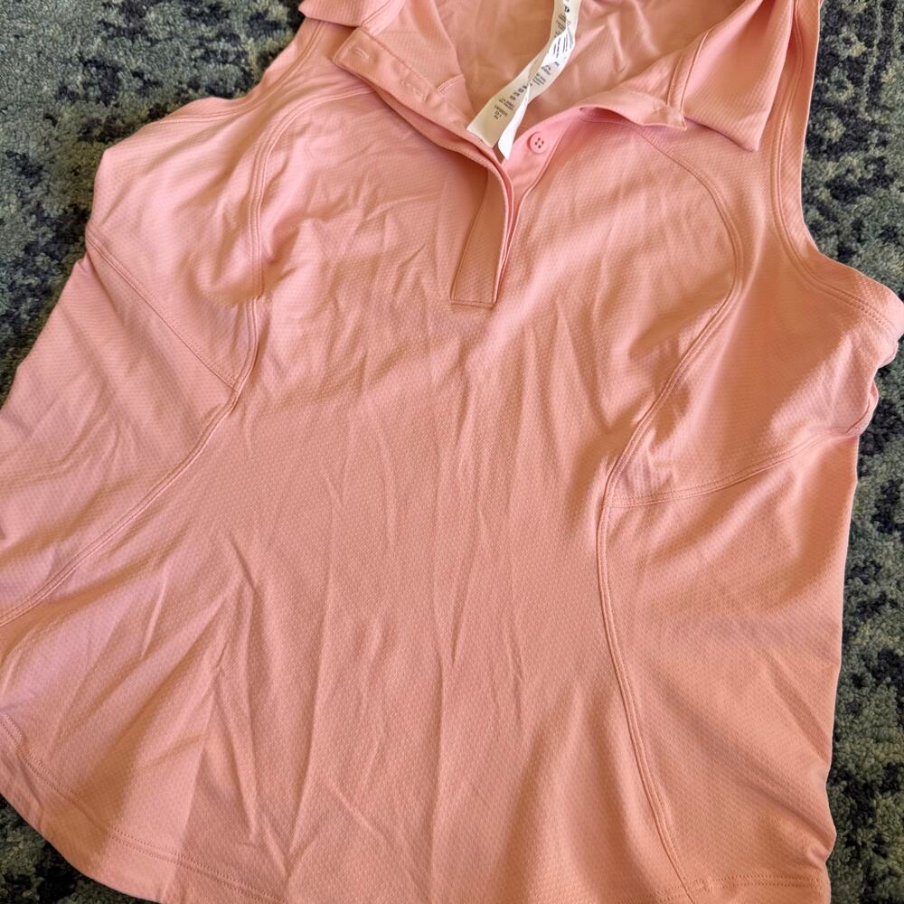 Lululemon NWOT Sunny Coral Quick-Dry Sleeveless Golf Polo Sleeveless Top Summer - Picture 4 of 7
